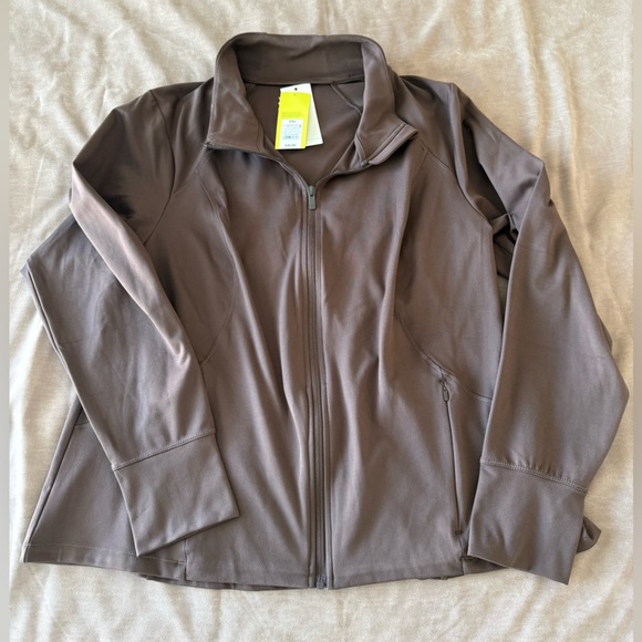 All in Motion Full Zip Athletic Jacket Brown XXL NWT Thumbholes - Picture 2 of 4